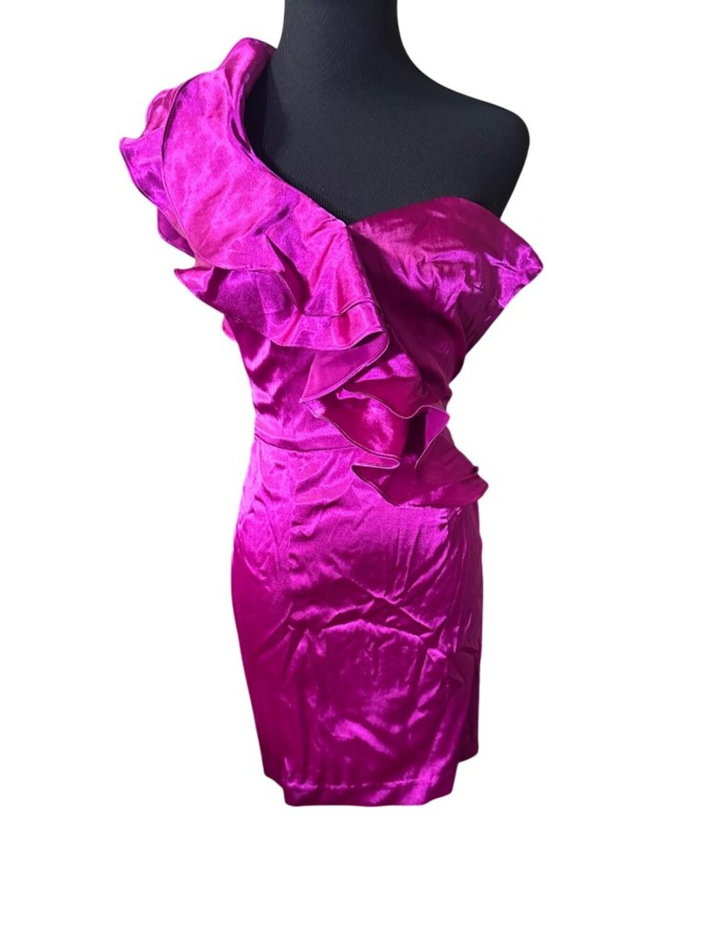 Hailey Logan by Adrianna Papell pink lined one shoulder dress size XS